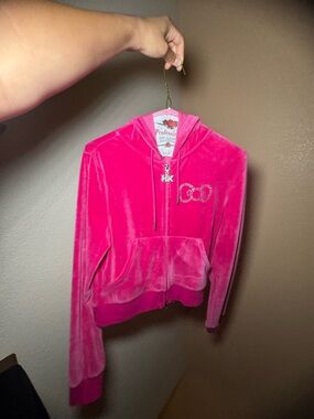 Hello Kitty Hot Pink Velour Zip-Up Hoodie